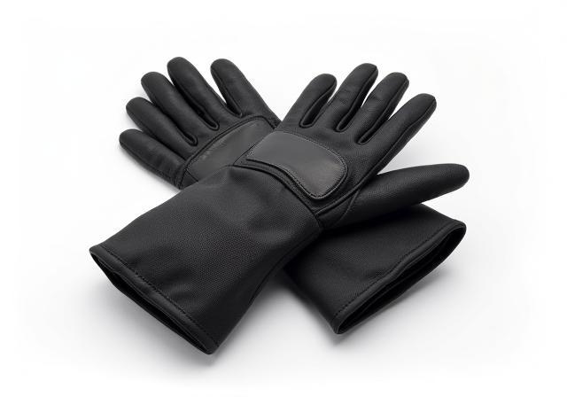 Precision Grip motorcycle gloves, black leather with knuckle protection and tactile design